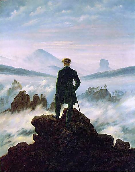 Каспар Давид Фридрих. Путешественник над морем тумана (Der Wanderer über dem Nebelmeer). 1818.