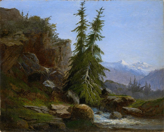 Александр Калам. Горный пейзаж, Вале, Швейцария. 1838-1840.